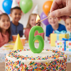 Festive Green Number 6 Birthday Candle, 5.25-Inch