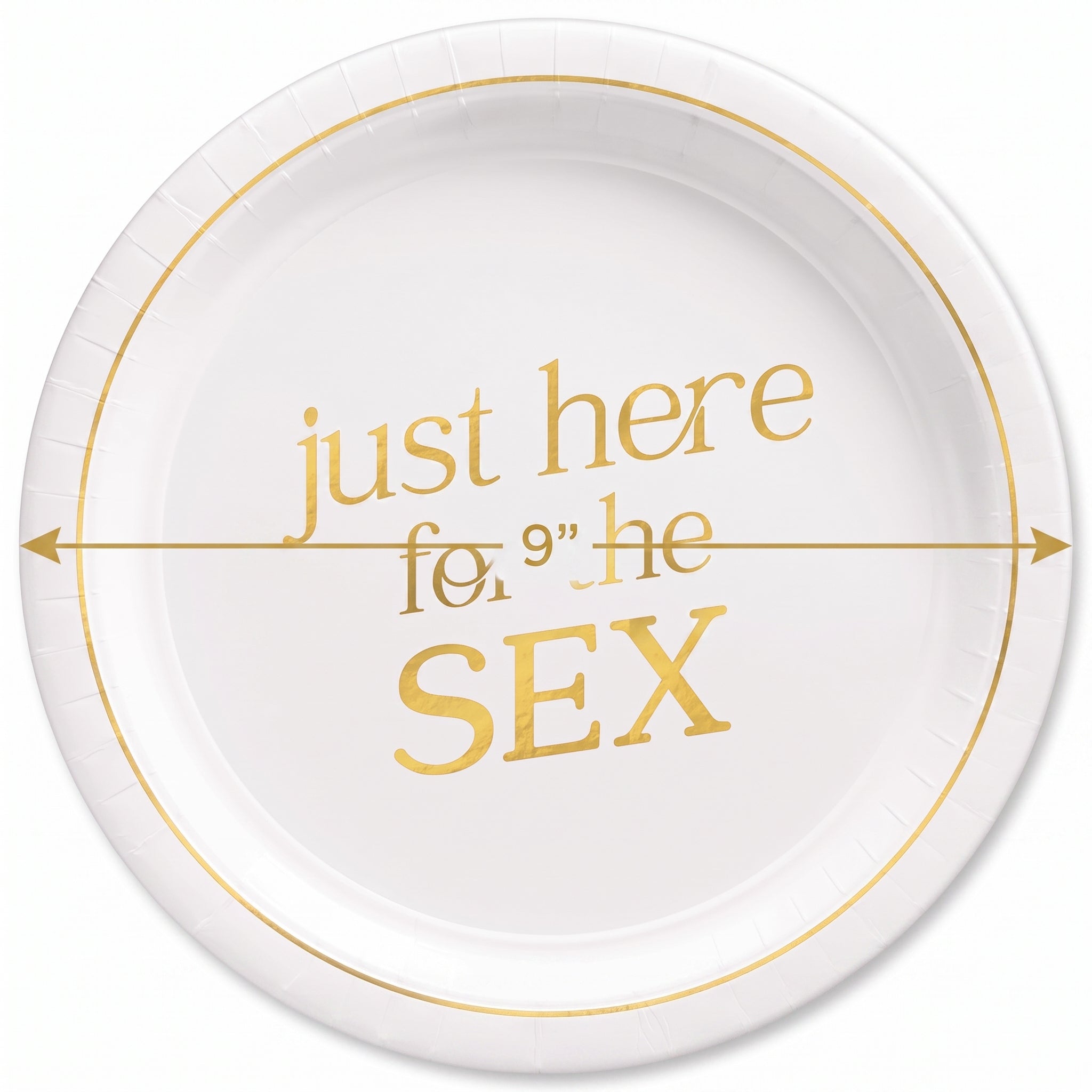 Gender Reveal Paper Plates - "Just Here for the Sex" 9-Inch