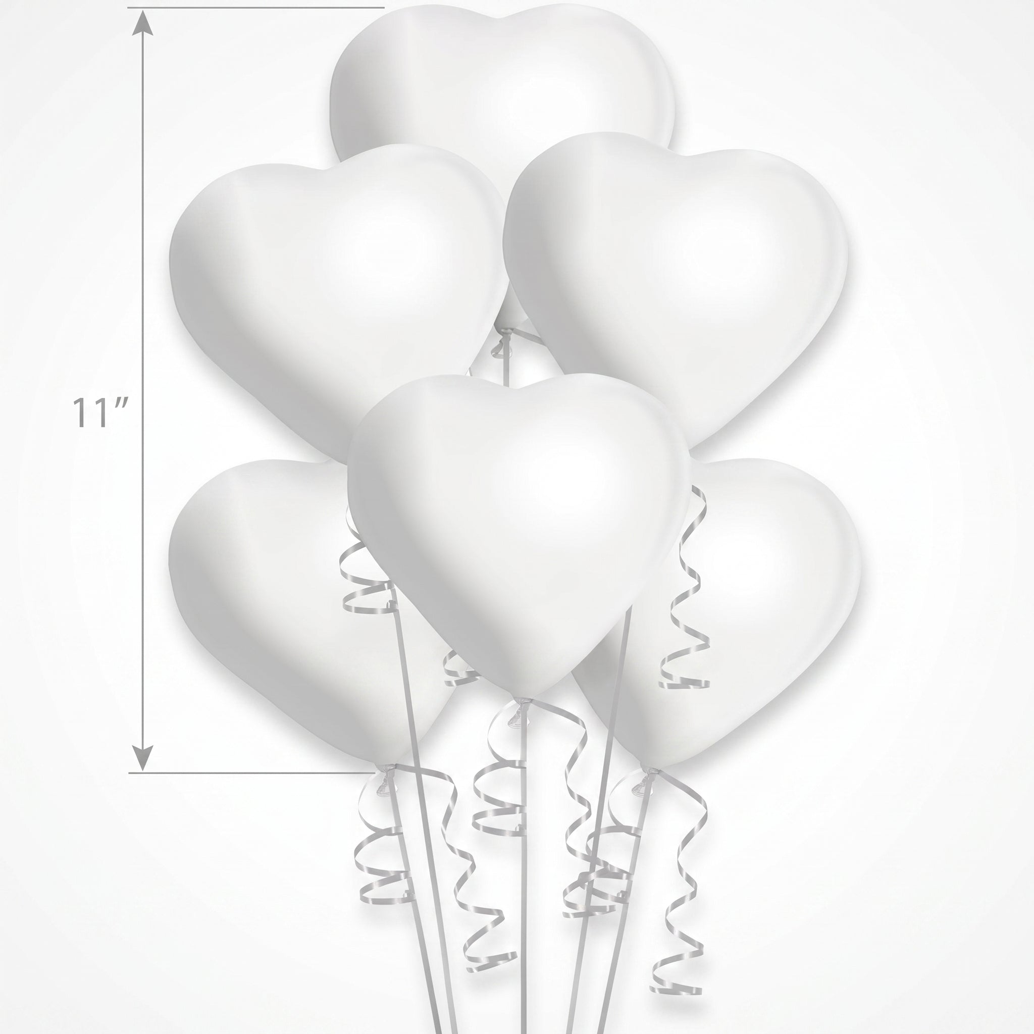 White Heart-Shaped Latex Balloons - 11 In. | 6 Pack