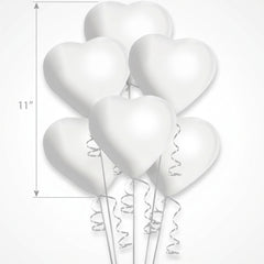 White Heart-Shaped Latex Balloons - 11 In. | 6 Pack