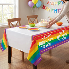 Rainbow Wishes Birthday Plastic Table Cover