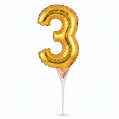Gold Number 3 Foil Balloon Cake Topper