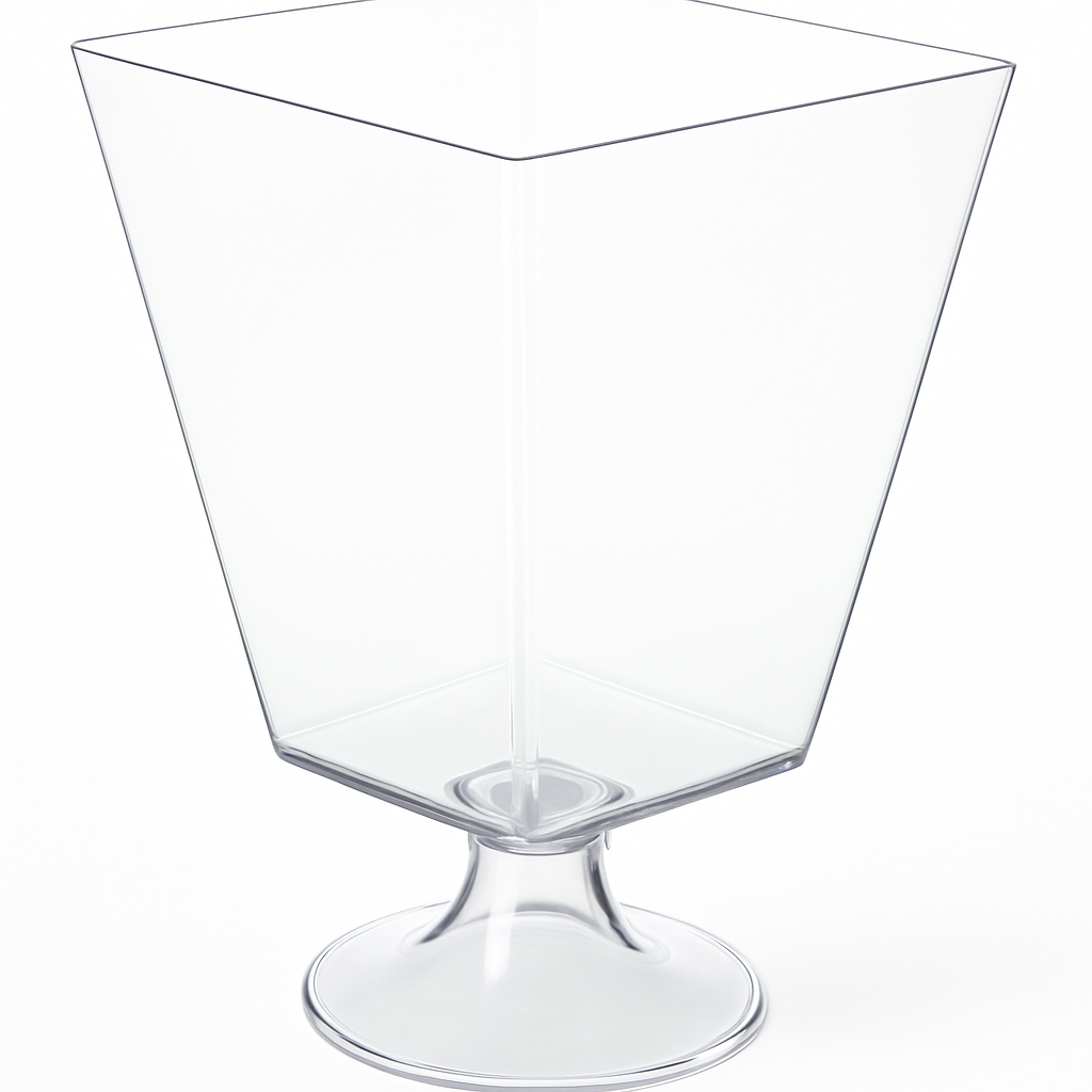 Elegant Clear Square Plastic Pedestal Container, 70 oz