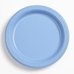 Pastel Blue 7" Round Plastic Plates - Pack of 20