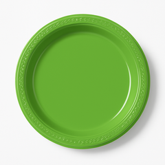 Kiwi Green 7" Round Plastic Plates - 20 Pack