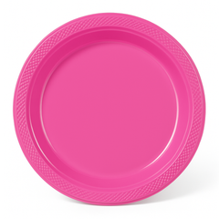 Bright Pink 9" Plastic Plates - 20 Pack