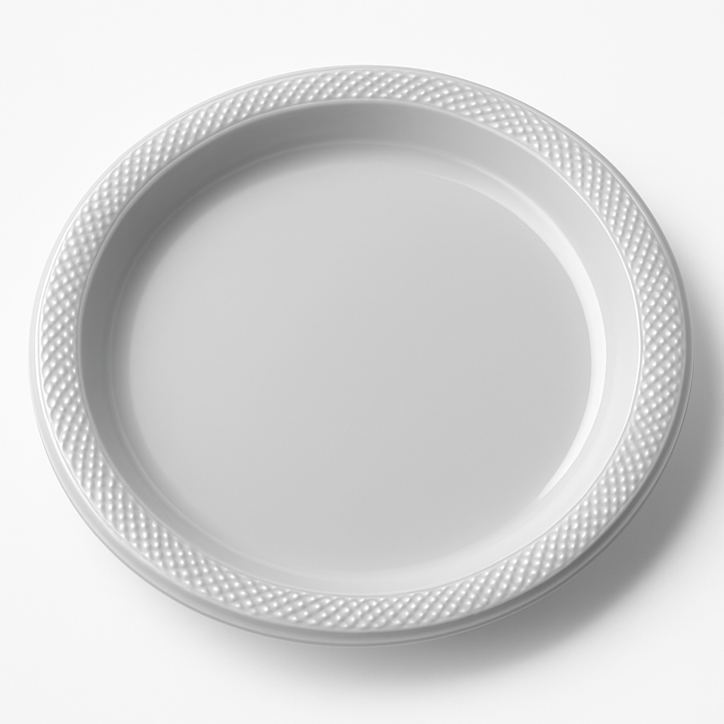 Elegant Silver 9" Round Plastic Plates - 20 Count