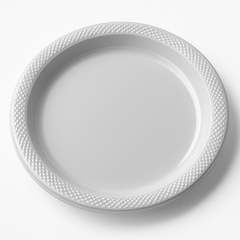 Elegant Silver 9" Round Plastic Plates - 20 Count