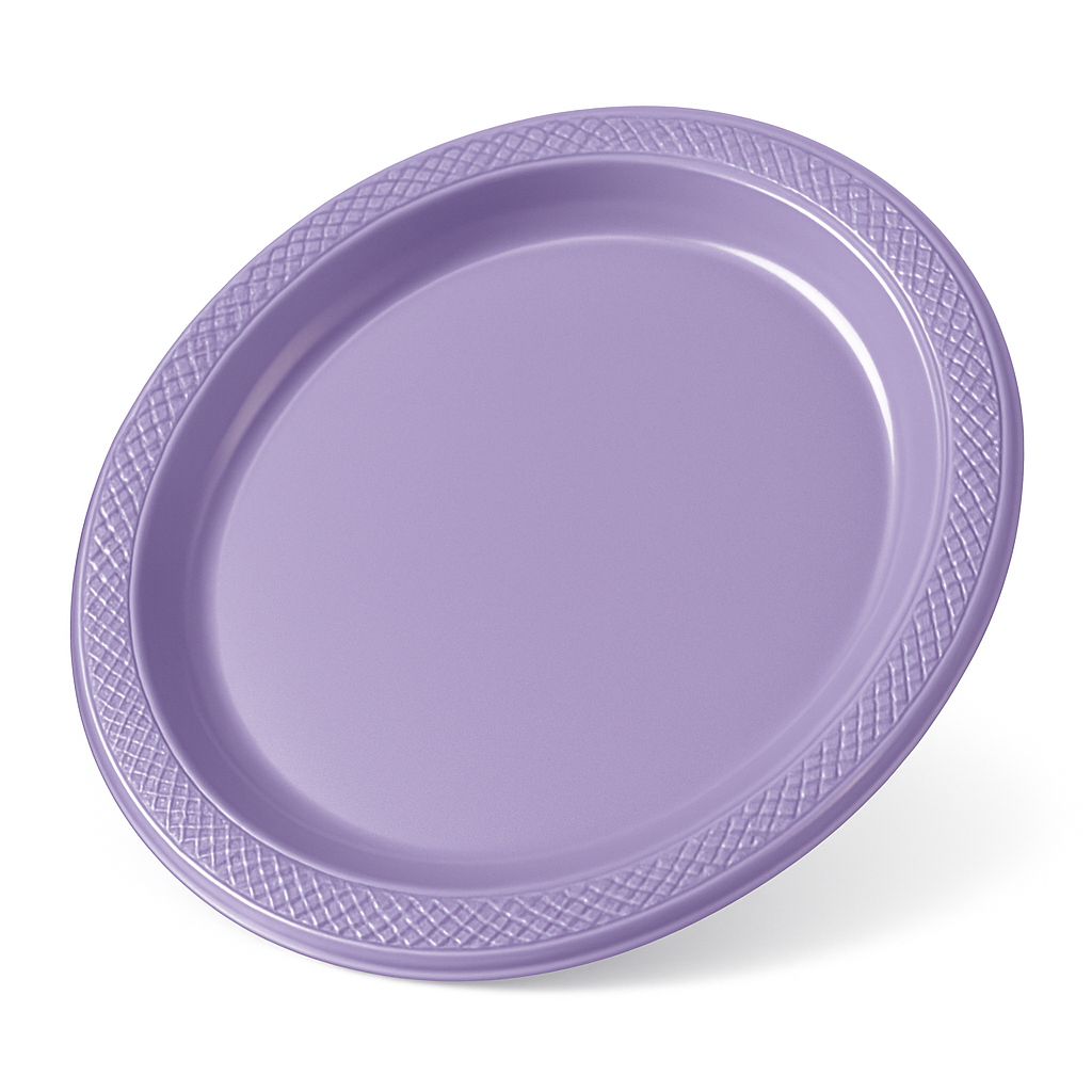 Lavender Round Plastic Dinner Plates - 10.25", 20 Pack