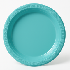 Robins Egg Blue Round Plastic Dinner Plates - 10.25", 20 Pack