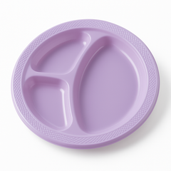 Lavender Divided Plastic Dinner Plates - 10.25", 20 Pack
