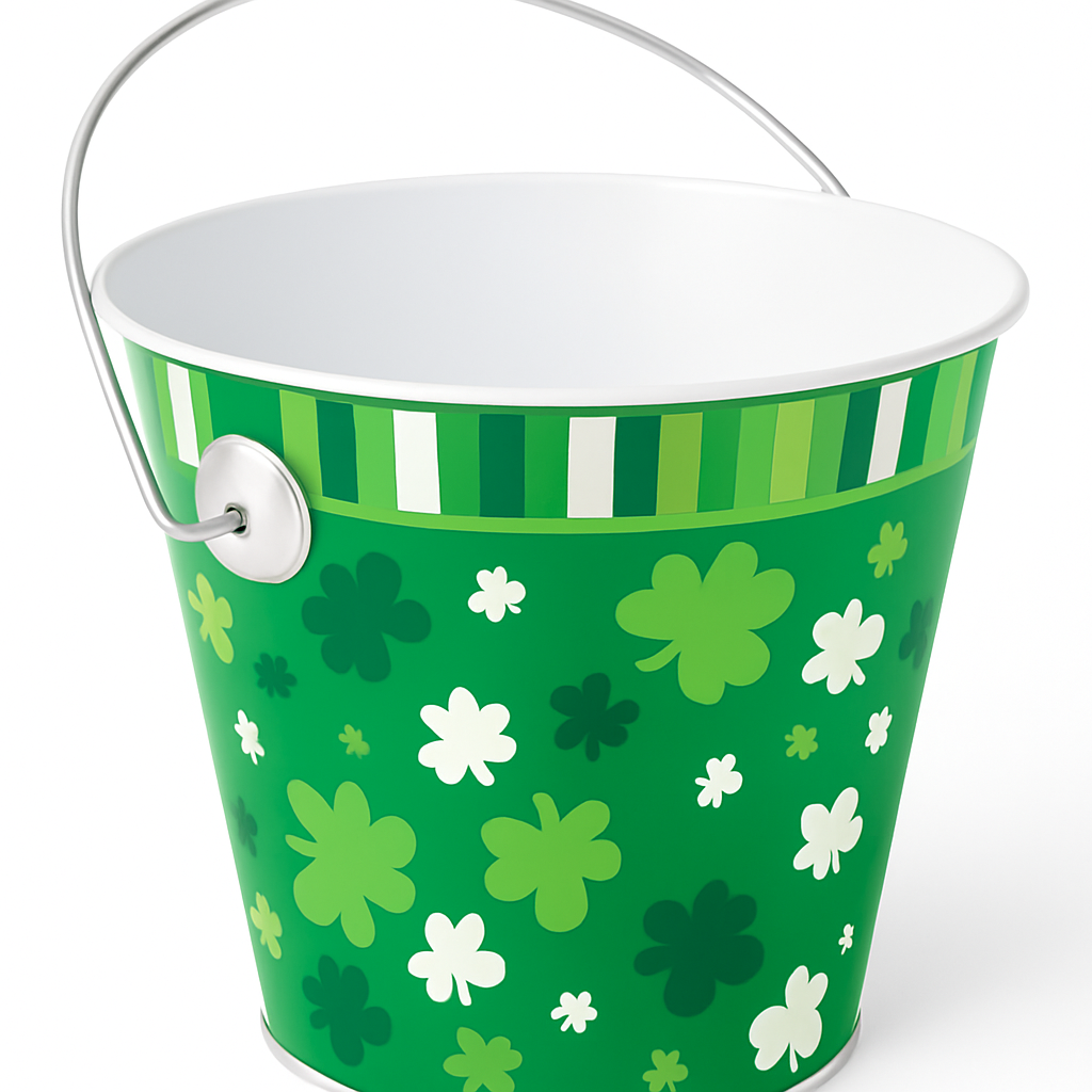Shamrock Metal Pail Decoration for St. Patrick's Day