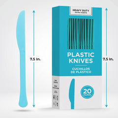Heavyweight Caribbean Blue Plastic Knives - 7.5 In. | 20 Count