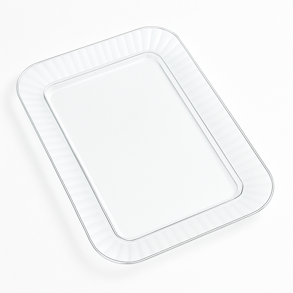 Premium Clear Rectangle Plastic Appetizer Plates - 7" x 5", 32-Pack