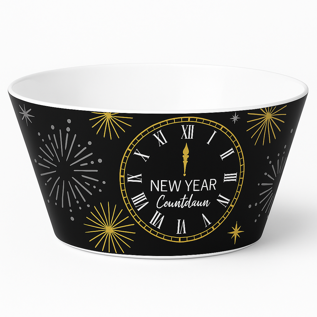 "New Year Countdown" Large Melamine Serving Bowl, 10-inch
