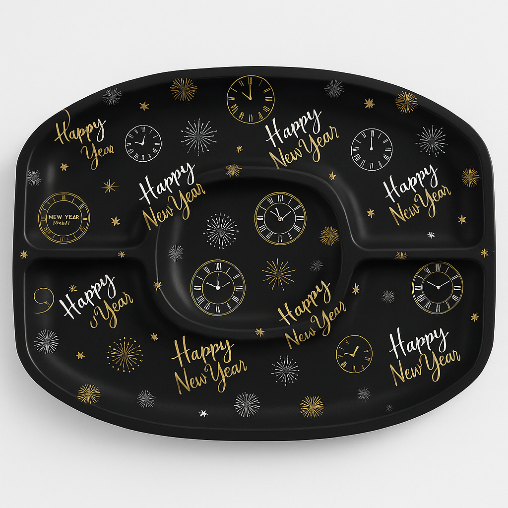 New Year's Eve Black & Gold Sectional Serving Platter