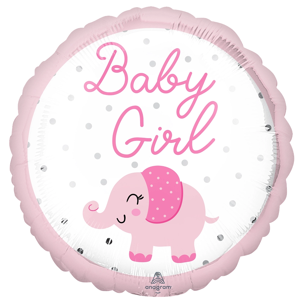 Baby Girl Elephant Foil Balloon - 18in