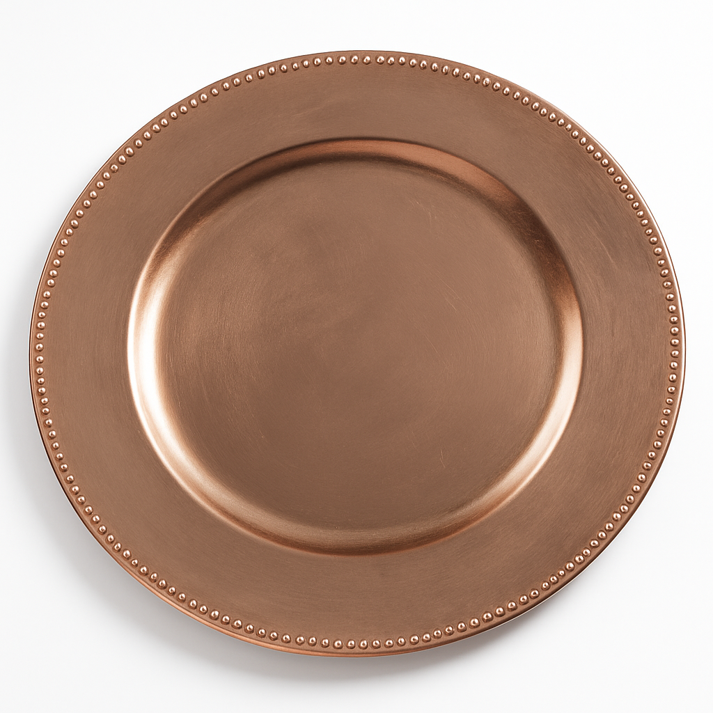 Rose Gold Premium Plastic Charger Plates, 13-Inch, Set of 4