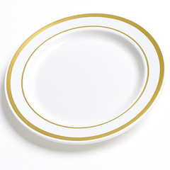 Elegant Gold-Trimmed Premium Plastic Dinner Plates - 10.25", 20 Pack