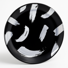 Premium 7.5" Black & Silver Brush Stroke Dessert Plates - 20 Pack