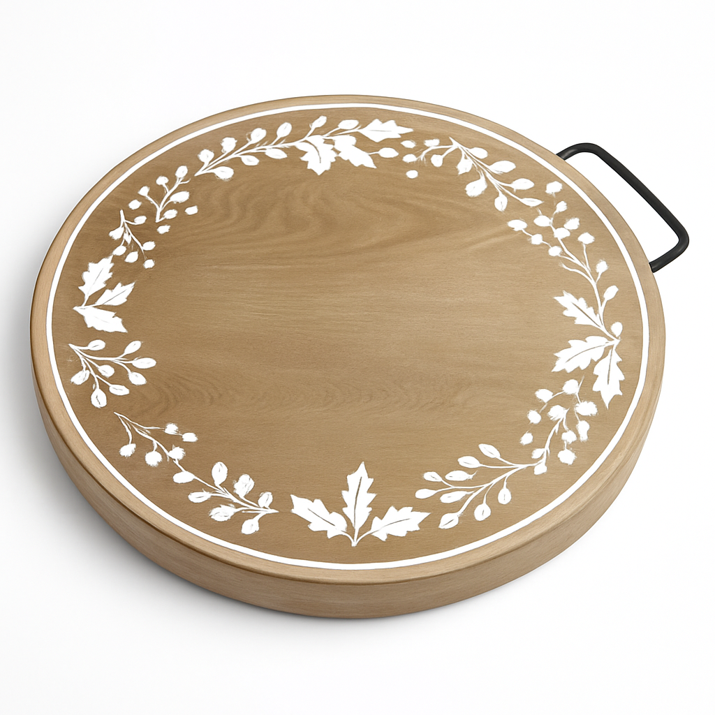 Rustic Christmas Holly Border Tray