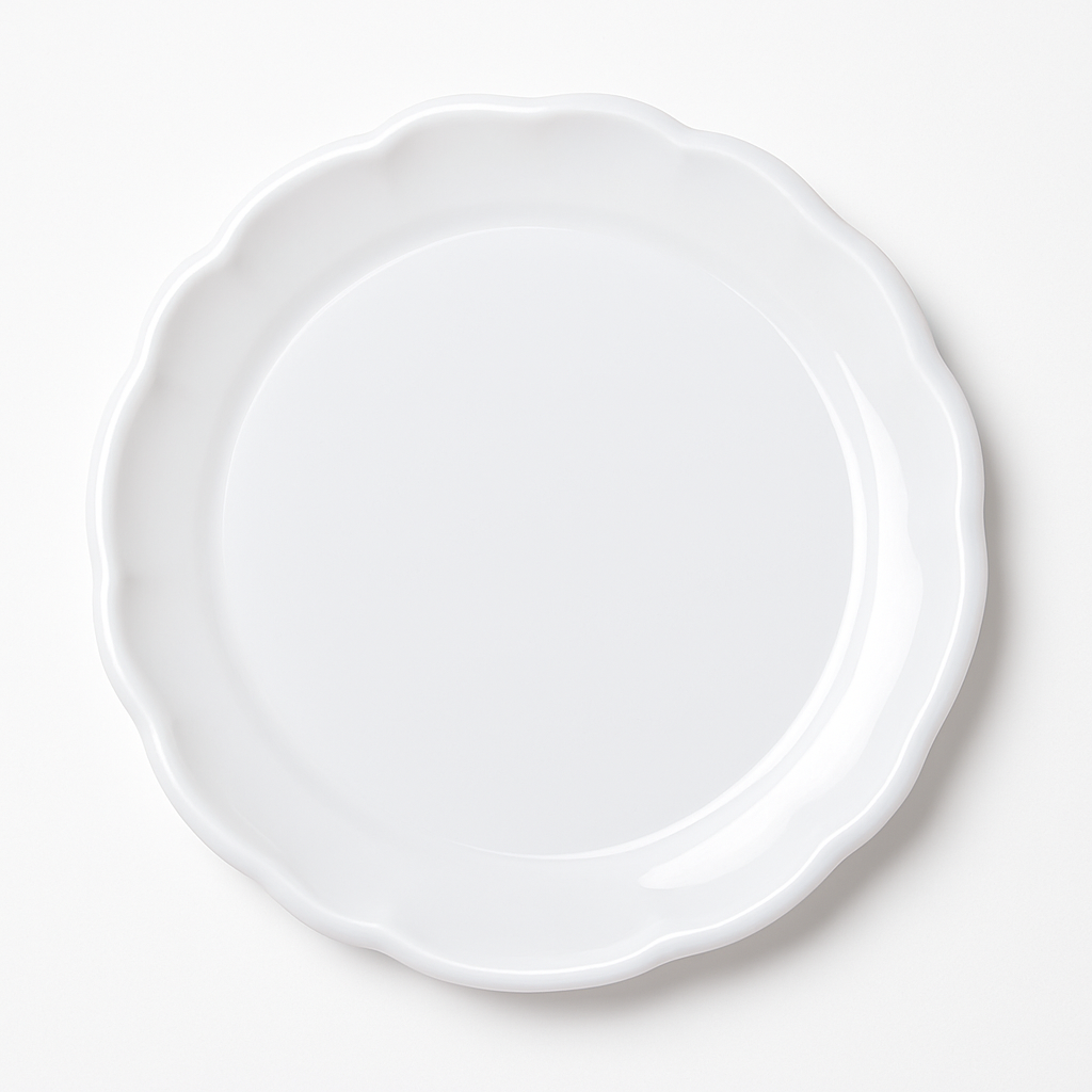 Elegant White Scalloped 12" Plastic Tray