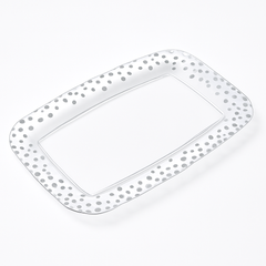 Elegant Silver Dotted Plastic Serving Tray - 11" x 18"