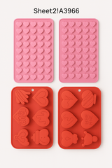 Valentine's Day Silicone Heart-Shaped Mold Set - 2-Pack