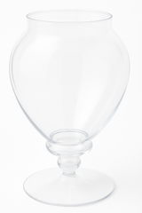 Clear Plastic Apothecary Jar with Pedestal Stand, 10-inch