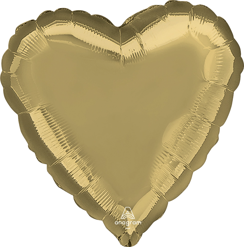 Metallic White & Gold Heart Foil Balloons