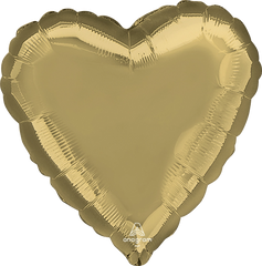 Metallic White & Gold Heart Foil Balloons