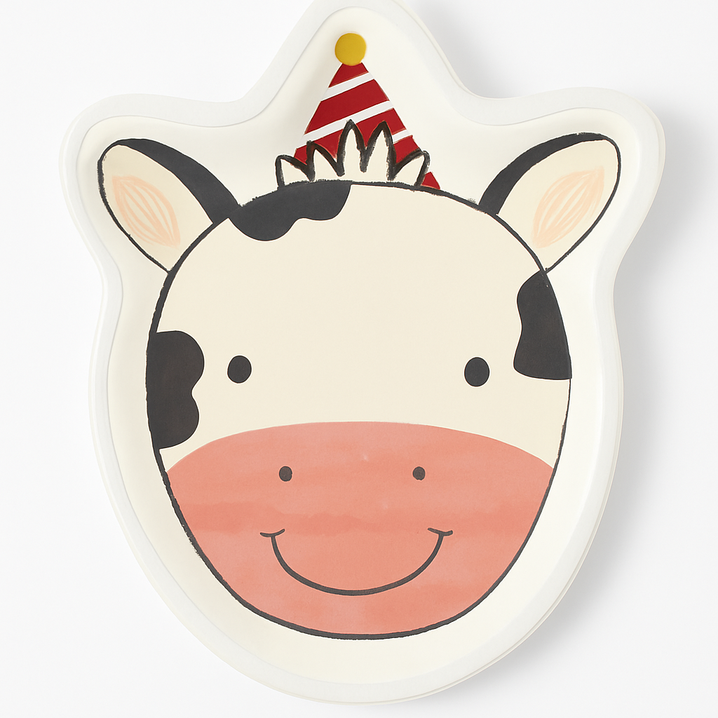 Cow-Shaped Barnyard Birthday Dessert Plates, 7-Inch, 8-Pack