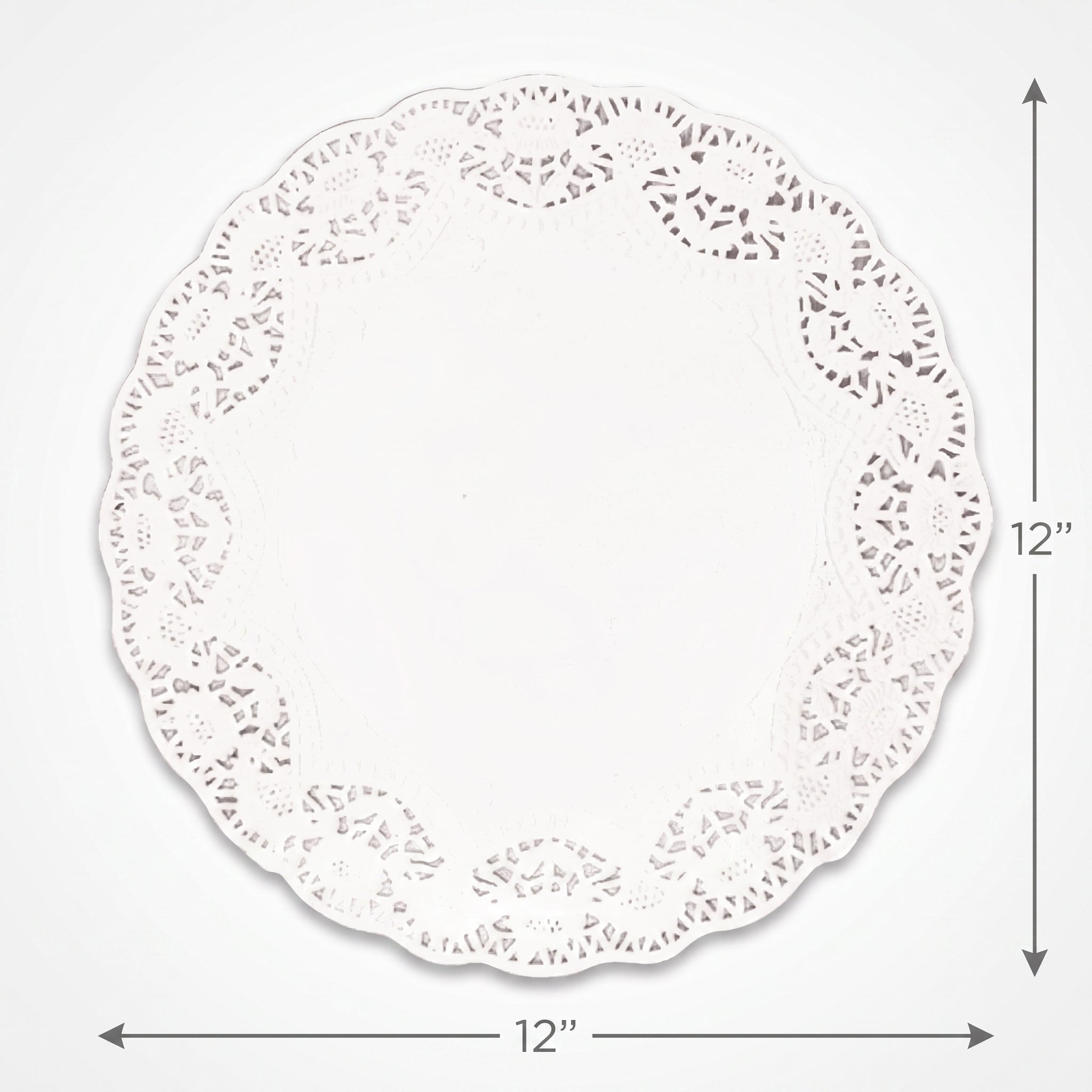Elegant White Paper Doilies - 12" Round, Pack of 12