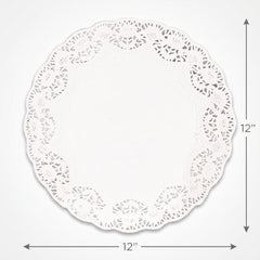 Elegant White Paper Doilies - 12" Round, Pack of 12