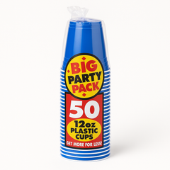 Royal Blue 12oz Plastic Cups - 50 Pack
