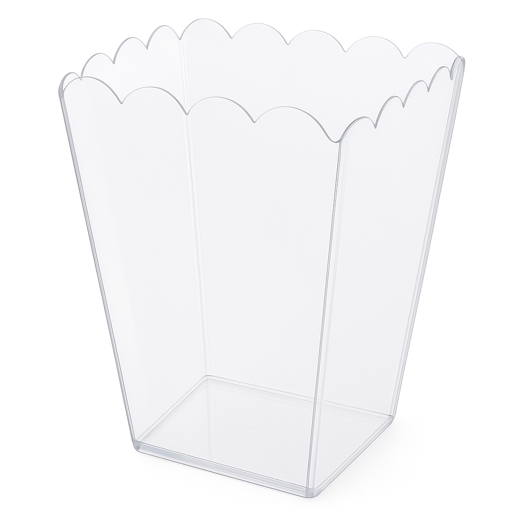 Large Clear Scalloped Plastic Container - 90 oz