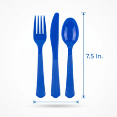Brava! Bright Royal Blue Plastic Cutlery Set - 24 Count