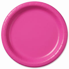 Bright Pink 6.75" Round Paper Plates - 16 Count