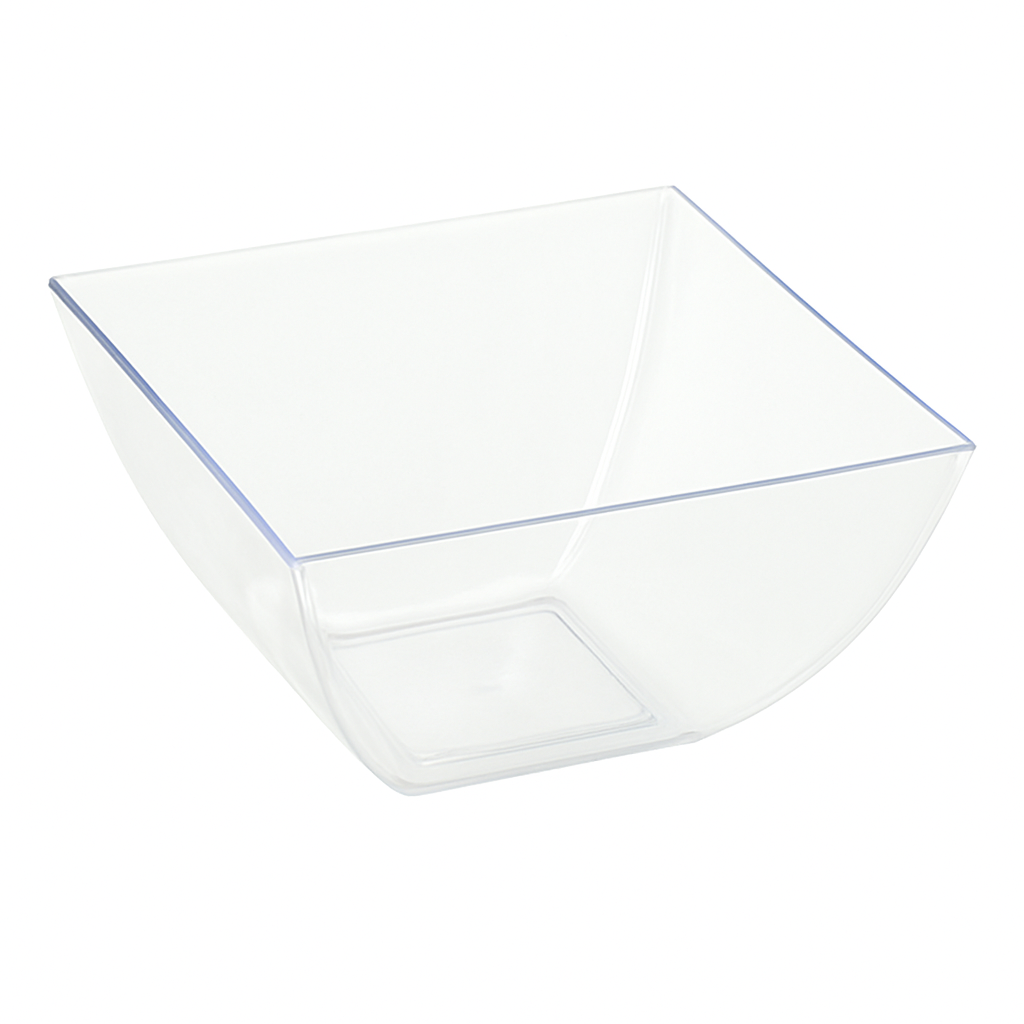 Clear Mini Square Plastic Bowls, 8 oz, 10-Pack
