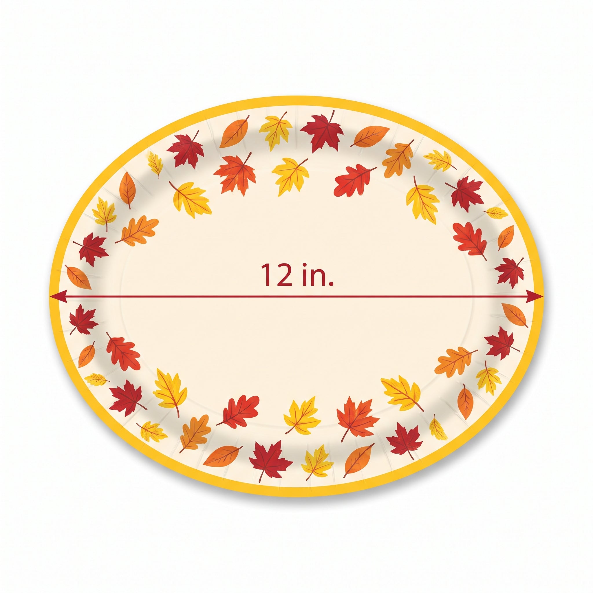 Leafy Autumn Oval Paper Plates - 12" Harvest Collection