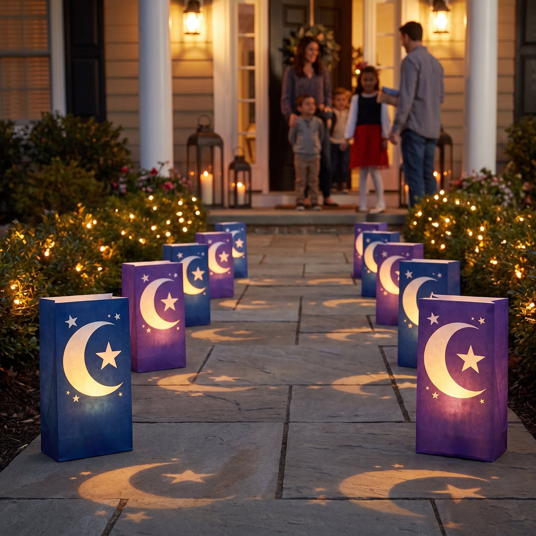 Eid Star and Moon Luminary Candle Bags - Set of 2