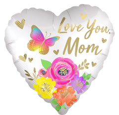 Satin Floral "Love Mom" Foil Balloon