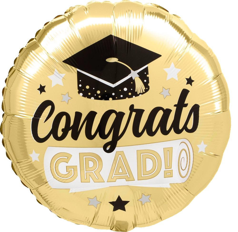 Shiny Gold "Congrats Grad" Foil Balloon