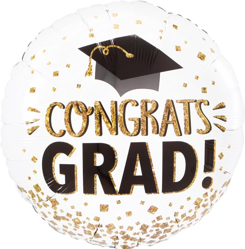 Gold Glitter "Congrats Grad" Foil Balloon
