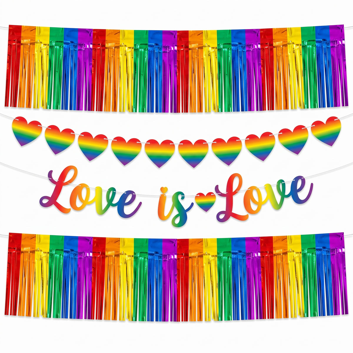 "Love is Love" Pride Rainbow Letter Banner Set, 4-Pack