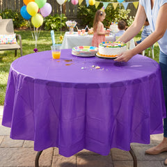 Vibrant Purple 84" Round Plastic Table Cover