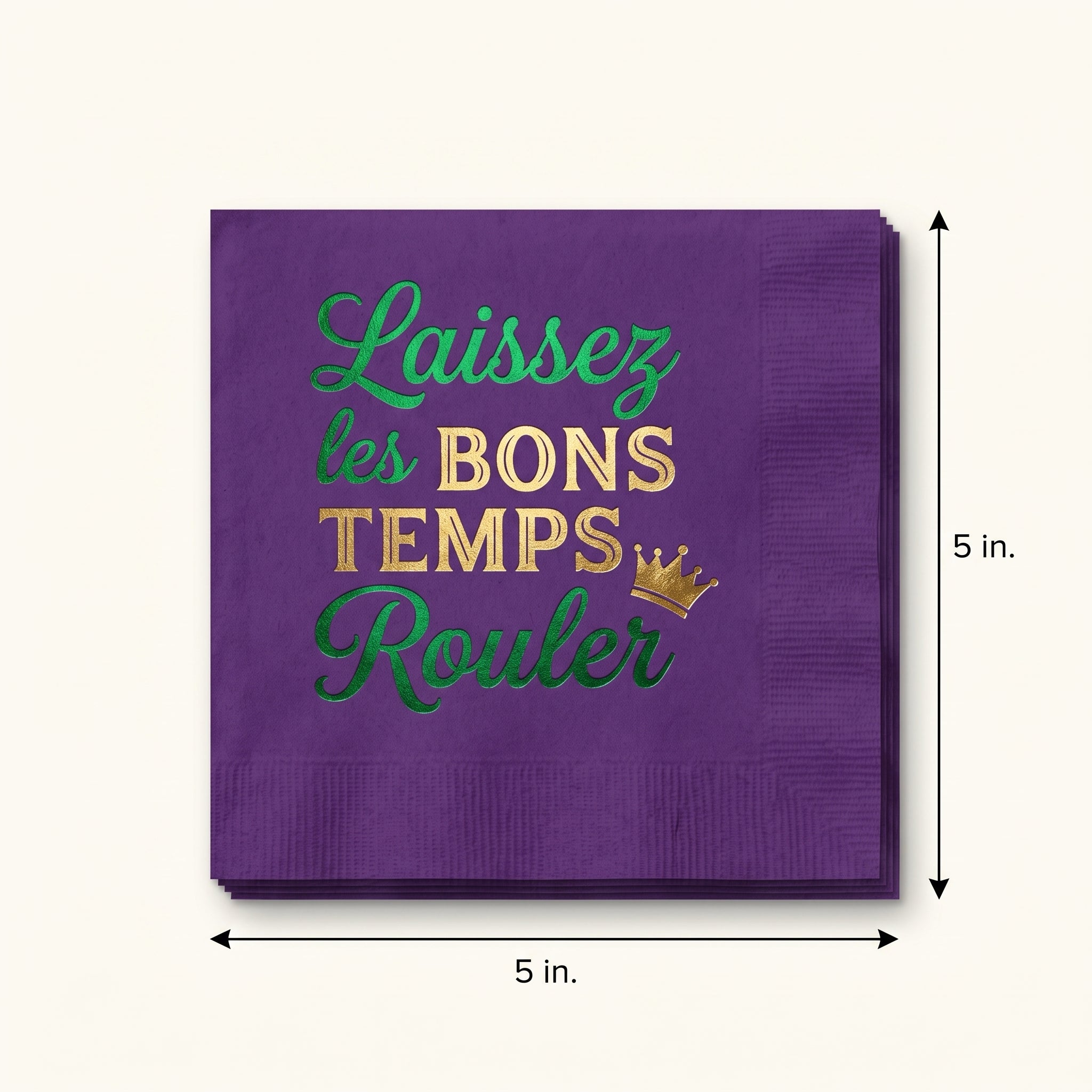 Mardi Gras Masquerade Hot Stamped Beverage Napkins - 5 In. X 5 In.