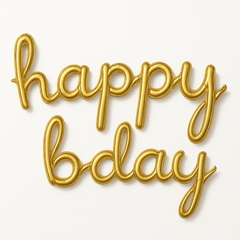 Gold Script "Happy Bday" Foil Air-Filled Balloon