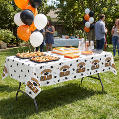 True to Your School "Congrats Grad" Orange Plastic Table Cover, 54x84-in