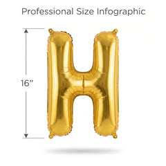 Gold Foil Letter "H" Balloon - Air Filled